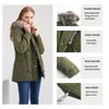 Women Outerwear Down Parkas Winter Sherpa Lined Faux Fur Hooded Mid Long Safari Parka Coat Cotton Jacket Plus Size S-5XL