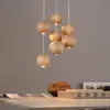 Vintage Wood Ball Pendant Lamps For Living Room 1/3/7/10 Heads Home Decor Lighting Suspension Lamp Restaurant Droplight