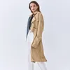 Patchwork Denim pour femme coupe-vent veste à manches longues col à revers taille haute avec ceinture minceur manteau de femme 210524