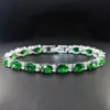 Luxury 925 Silver Emerald Gem Moissanite Diamond 1820cm Armband för kvinnor Bangle Charm Fine Jewelys Whole7890274