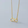 Echte 925 Sterling Silber Ewigkeit Liebe Symbol Anhänger Halskette Rose vergoldet Infinite Für immer Infinity Frauen Halsketten