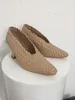 2021 Women Ladies Sheepskin Genuine Real Leather Dress Shoes Kitten Heels Sandals Summer Square Toe Weave Knit Plait Wedding Sexy Slip-on 3 Colours Size 34-44