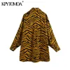 Vrouwen Mode Oversized Animal Print Shirt Jas Jas Vintage Lange Mouw Zakken Vrouwelijke Bovenkleding Chic Tops 210416