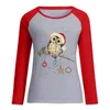 Rétro mignon hibou imprimer femmes T-shirt de noël à manches longues hauts raglan Femme vêtements O cou Vintage T-shirt Femme 210401