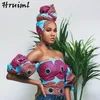 Slash cou dos nu sexy femmes blouses demi manches imprimé floral crop top afrique streetwear chemise femme 210513