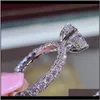 Band Drop Delivery 2021 Womens Designer Romantic Zircon Shining Rings Round Stone Wedding Bridal Fashion Jewelry Anello di fidanzamento per le donne Le