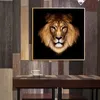 Czarny złoty lew dzikie zwierzęta okrutna bestia Cuadros Obraz olejny na płótnie Plakaty i wydruki Wall Art Picture do salonu