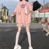 Толстовка с капюшоном с длинными рукавами Весна осень Свободные подходят Kawaii Hoodie повседневная плюс размер модной женской одежды 210803