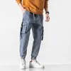 2021 Vår Höst Nya Män Last Jeans Män Bomull Casual Fashion High Quality Cargo Pocket Plus Size Jeans Men Byxor M-8XL X0621