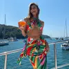 Foridol Geomatral Baskı Seksi Yaz Elbise Set Kadın Kolsuz Renkli Midi Kulübü Parti Plaj Bodycon 210415