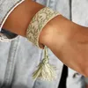Tennis népal Style ethnique tissé à la main Bracelet en tissu tressé pour les femmes à lacets réglable gland corde Bracelets d'enveloppement