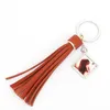 DHL100PCS Bag Parts Sublimation DIY Vit Blank Metall Keychain med tofs