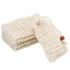 Saco de sabão de malha esfoliante natural Sisal Sacos de proteção de sabonetes com cordão Bolsa de armazenamento Titular Esfregadores de secagem para espuma de banho de chuveiro