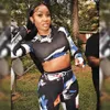 SisterLinda Patchwork TrackSuit Two Piece Workout ActiveWear Set Kvinnor Outfits Långärmad Crop Top Sporty Legging Matching Suit Y0625