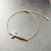 1 stc Design Veel geluk roestvrijstalen armbandbrief armbanden en armbanden vrouwelijke meisjes schattige gezegende sieraden cadeau -link ketting