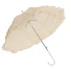 Parapluie de mariage en dentelle Retro Bride cos Princess Parasol pour Lady Anti-Uv Dome Forme droite avec une longue poignée de crochet