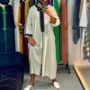 Roupas étnicas Homens Muçulmanos Jubba Thobe Vestidos Turco Dubai Caftan Kaftan Abaya Robe Moda Islâmica Imprimir Listras Camisas Vestido Árabe