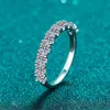 Anziw Fashion 925 Sterling Zilveren Moissanite Diamond 0.6CT / 1.0ct Half Eternity Bruiloft Engagement Ring voor Dames Sieraden Gift