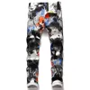 Męska Moda 3D Graffiti Drukowane dżinsy Hip Hop Streetwear Stretch Dżinsowe Spodnie dla Mężczyzna Dorywczo Spodnie Pantalons Wlać Hommes