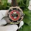 Excellent High Quality men Watches 42mm 226078 26078IOOOD001VS01 Stainless red Dial Leather Bands VK Quartz Chronograph Working6464406