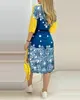 女性のシャツのドレス夏のプラスサイズのファッションカジュアルカラーマッチングプリントポケットシャツドレス女性x0521