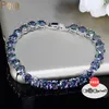 Pera Trendy Women Party Jewelry Multi Color Big Round Natural Crystal Stone Silver Plated Chain Link Bracelets for Ladies B040 211124