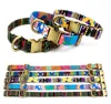 Silver Large Dogs Pet Dog Collars Comfortable Colorful Alloy Buckle Lettering Adjustable Collar Fadeproof Canvas Sublimation Printing Designer Belt Bohemian