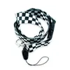 Borduurwerk Wit Zwart Checker Plaid Lanyard Halsbandjes voor Sleutels Polyester Lanyards ID Badge Houder 12pcs / lot