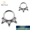 Right Grand ASTM F136 Titanium 16G Seamless Zircon and Beaded Nose Ring Cartilage Helix Tragus Hoop Daith Earrings Stud Piercing