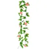 Decorative Flowers & Wreaths 2.4M Artificial Green Leaf Garland Rose Flower Plant Vine Fake Leaves DIY Hanging Decoration String Home Werddi