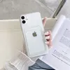 クリスタルソフト TPU 電話ケースカードスロット付き iPhone 14 プラス 13 プロマックスミニ 12 11 XR 8 カメラ保護カバー