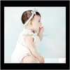 Baby, & Maternity Drop Delivery 2021 Fashion Princess Baby Kids Sand Beach Bands Crown Pendant Big Bowknot Lace Bandanas Child Hair Accessori