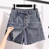 Uitstekende kwaliteit est jeans rok vrouwelijke vet zus nep twee wijd-been losse shorts zomer broek mode high-taint 210521