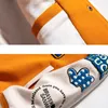 Kurtki męskie Cartoon List Haft Baseball Bombowiec Kurtka Harajuku Patchwork Oversized Varsity Style Couples Coats 2021 Streetwear