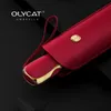 OLYCAT Flat Ultra Light Sun Protection UV Cabinet Rainy And Sunny Umbrella 3 fold Automatic Woman 220217