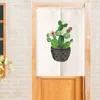 Cortina do painel da metade da planta verde nórdica sem perfurar a porta da partição da porta da cozinha do quarto que pendura cortinas