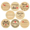 500 Stks / Roll Round Dank u Labels Kraftpapier Liefde Stickers 1.5 Inch Verpakking Bakken Take-Out Decoratieve Gift Custom Seal Sticker