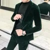 Suits Mens 2021 Velvet Green Black Wedding For Luxury Vestidos Elegant Smocking Dress Flanell Social Club Men's Blazers