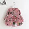 Retail 2-8 years child girl long-sleeves dress spring autumn fall summer print butterfly and flowers Q0716