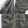 Men's Casual Trousers Cotton Overalls Elastic Waist Full Len Multi-Pocket Plus Fertilizer Men's Clothing Big Size Cargo Pants 211112