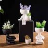 Creative Art Portrait Sculpture Vase Flower Garden Storage Abstract Character Succulents Plant Pot Micro Landscape Decor 210401