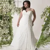 Plus Size Suknie ślubne Sweetheart Bez Rękawów Perły Suknie Ślubne Suknie Szyfonowa Plaża Boho Robe de Mariage