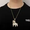 Hip Hop Cute Pet Dog Collana con ciondolo in oro placcato in argento con zirconi ghiacciati da uomo Bling Jewelry Gift