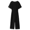 여름 여성 Jumpsuit Sashes O 넥 짧은 소매 jumpsuits 세련된 레이디 패션 캐주얼 옷 210517