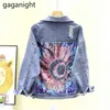 Sping Autumn Women Ripped Denim Jackets Retro Casual Jeans Jacket Long Sleeve Female Coat BF Streetwear Plus Size 210601