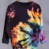 Mäns Hoodies Sweatshirts Stilig Tie Dye Print Loose Sporty Höst Vinter Män Sweatshirt Kvinnor Pullover Letter Rund hals Långärmad Mid