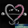 Dubbel Snake Head Nippel Piercing Sexig Serpentine Vit Rosa Hjärtformad Nippel Ringar Body Smycken Kvinnor Bar Barbell Piercing Fabrikspris Expert Design Kvalitet