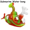 narghilè 4.9 "Pipa da fumo sottomarina bong in vetro per uso alimentare Tubi d'acqua in silicone narghilè shisha Dab Rig Recycler