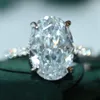 OEVAS klassiek 100% 925 Sterling zilveren ovale hoge koolstof diamant edelsteen bruiloft verlovingsring fijne sieraden cadeau groothandel 220210