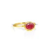 Barwiony Ruby Oval Kształt Bezel Ustaw Gold Vermeil Ring